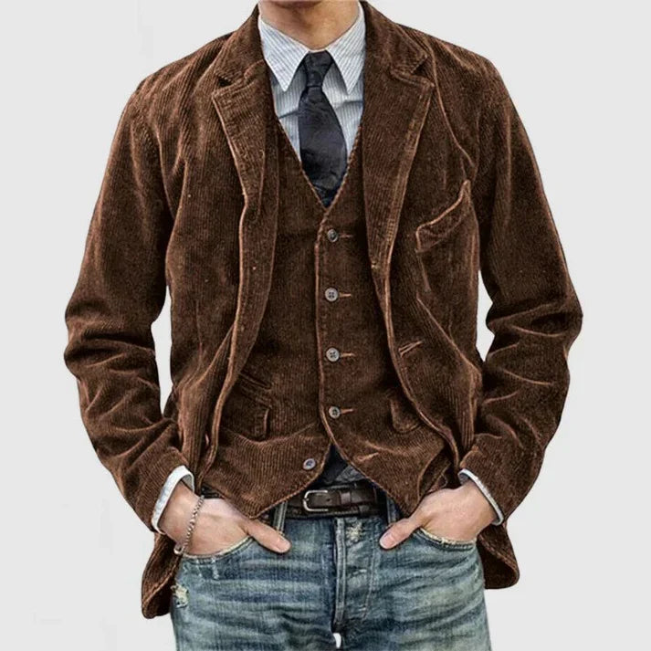 Oliver - Men's Vintage Jacket | Stylish lapels and soft ribbed velor for a classic look