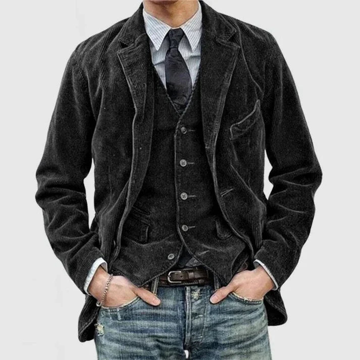 Oliver - Men's Vintage Jacket | Stylish lapels and soft ribbed velor for a classic look