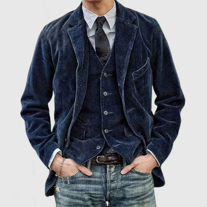 Oliver - Men's Vintage Jacket | Stylish lapels and soft ribbed velor for a classic look